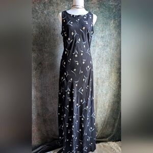 Vintage 90s Harlow Floral Bias Cut Maxi Dress Rayon S